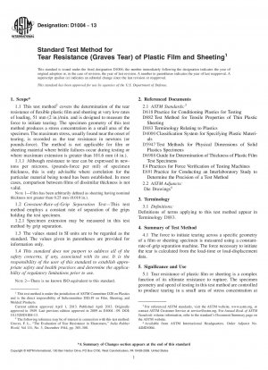 Standard Test Method for  Tear Resistance (Graves Tear) of Plastic Film and Sheeting