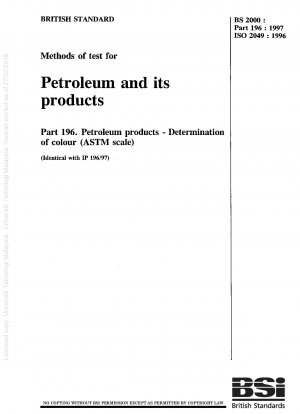 Methods of test for petroleum and its products. Petroleum products. Determination of colour (ASTM scale)