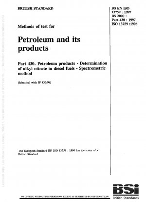 Methods of test for petroleum and its products. Petroleum products. Determination of alkyl nitrate in diesel fuels. Spectrometric method