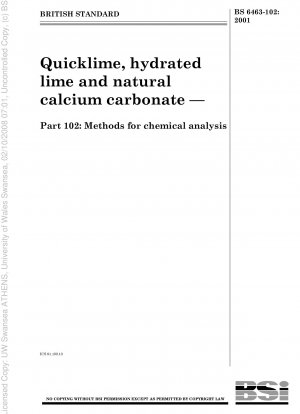 Quicklime, hydrated lime and natural calcium carbonate - Methods for chemical analysis