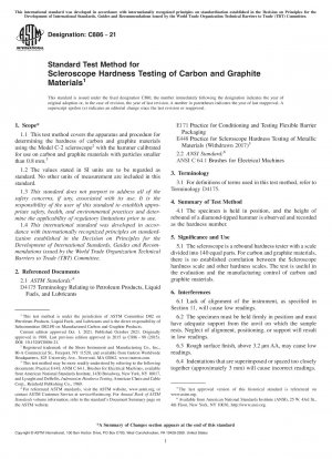 Standard Test Method for Scleroscope Hardness Testing of Carbon and Graphite Materials