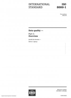 Data quality — Part 110: Master data: Exchange of characteristic data: Syntax, semantic encoding, and conformance to data specification