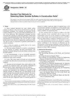 Standard Test Methods for Detecting Water Soluble Sulfates in Construction Soils