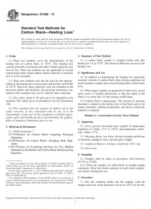 Standard Test Methods for Carbon Black&x2014;Heating Loss