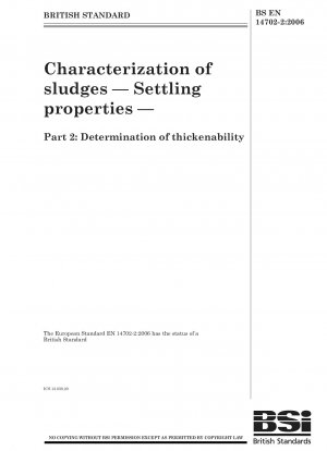 Characterisation of sludges - Settling properties - Determination of thickenability