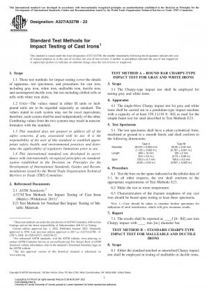Standard Test Methods for Impact Testing of Cast Irons