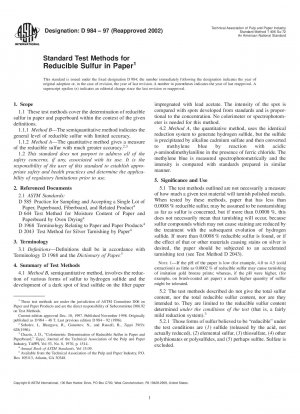Standard Test Methods for Reducible Sulfur in Paper
