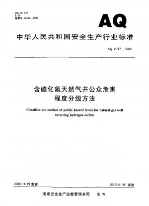 Classification method of public hazard levels for natural gas well involving hydrogen sulfide