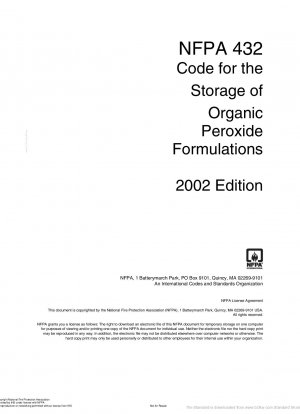 Code for the Storage of Organic Peroxide Formulations Effective Date: 8/8/2002
