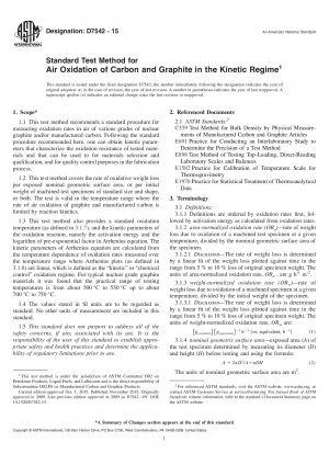 Standard Test Method for  Air Oxidation of Carbon and Graphite in the Kinetic Regime
