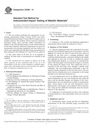 Standard Test Method for  Instrumented Impact Testing of Metallic Materials