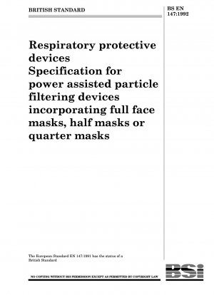 Respiratory protective devices Specification for power assisted particle filtering devices incorporating full face masks, half masks or quarter masks