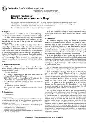 Standard Practice for Heat Treatment of Aluminum Alloys (Withdrawn 2002)