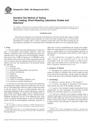Standard Test Method of Testing  Top-Loading, Direct-Reading Laboratory Scales and Balances