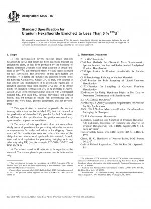 Standard Specification for Uranium Hexafluoride Enriched to Less Than 5鈥?鈥?235U