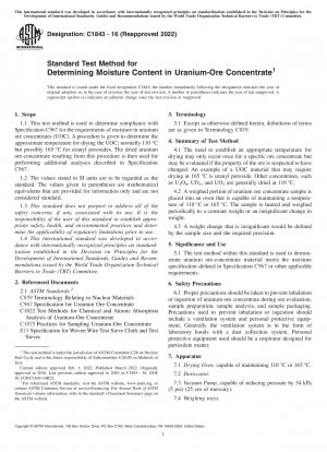Standard Test Method for Determining Moisture Content in Uranium-Ore Concentrate