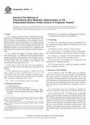 Standard Test Methods of Polyurethane Raw Materials: Determination of the Polymerized Ethylene Oxide Content of Polyether Polyols