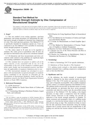 Standard Test Method for Tensile Strength Estimate by Disc Compression of Manufactured Graphite