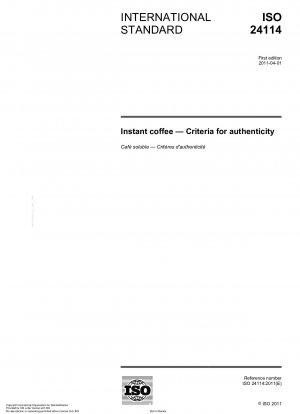 Instant coffee - Criteria for authenticity