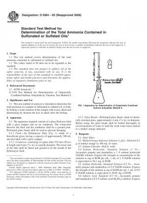Standard Test Method for Determination of the Total Ammonia Contained in Sulfonated or Sulfated Oils
