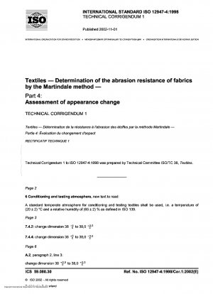 Textiles - Determination of the abrasion resistance of fabrics by the Martindale method - Part 4: Assessment of appearance change