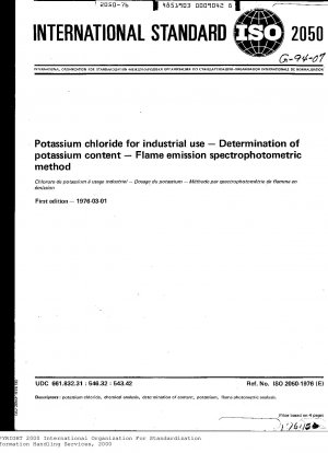 Potassium chloride for industrial use; Determination of potassium content; Flame emission spectrophotometric method