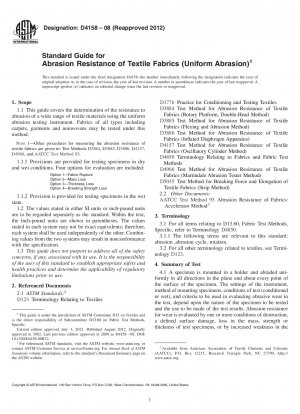 Standard Guide for Abrasion Resistance of Textile Fabrics (Uniform Abrasion)