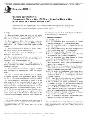 Standard Specification for Compressed Natural Gas (CNG) and Liquefied Natural Gas (LNG) Used as a Motor Vehicle Fuel