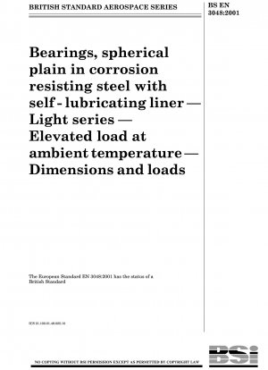 Bearings, spherical plain in corrosion resisting steel with self-lubricating liner - Light series - Elevated load at ambient temperature - Dimensions and loads