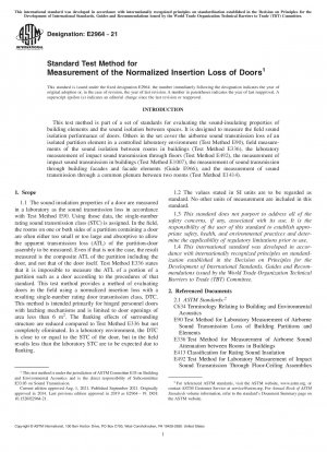 Standard Test Method for Measurement of the Normalized Insertion Loss of Doors