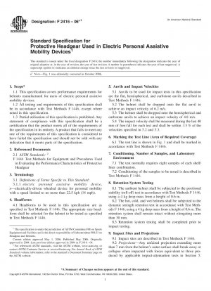 Standard Specification for Protective Headgear Used in Electric Personal Assistive Mobility Devices
