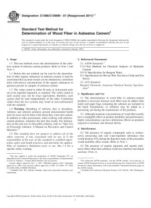 Standard Test Method for Determination of Wood Fiber in Asbestos Cement