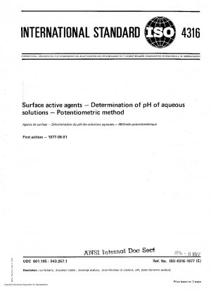 Surface active agents; Determination of pH of aqueous solutions; Potentiometric method