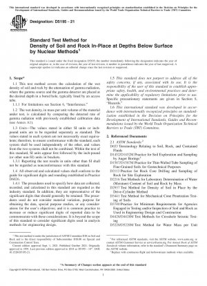 Standard Test Method for Density of Soil and Rock In-Place at Depths Below Surface by Nuclear Methods