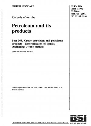 Methods of test for petroleum and its products. Crude petroleum and petroleum products. Determination of density. Oscillating U-tube method