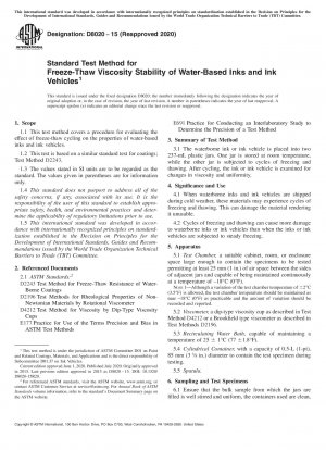 Standard Test Method for Freeze-Thaw Viscosity Stability of Water-Based Inks and Ink Vehicles