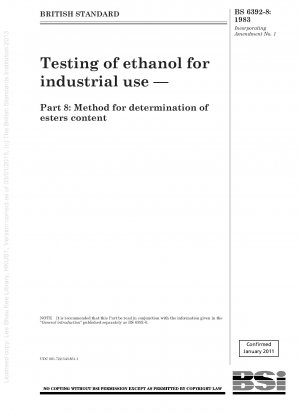 Testing of ethanol for industrial use — Part 8 : Method for determination of esters content