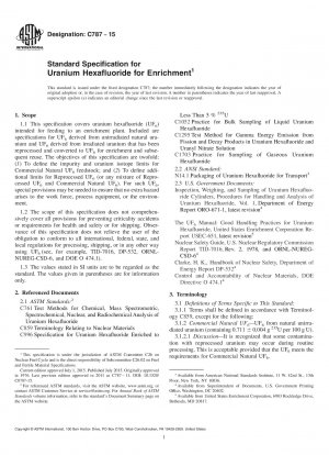 Standard Specification for  Uranium Hexafluoride for Enrichment