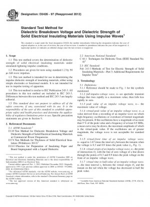 Standard Test Method for  Dielectric Breakdown Voltage and Dielectric Strength of Solid  Electrical Insulating Materials Using Impulse Waves
