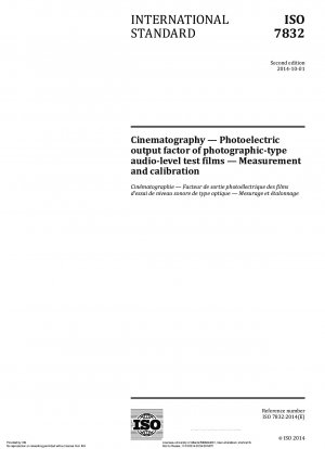 Cinematography - Photoelectric output factor of photographic-type audio-level test films - Measurement and calibration