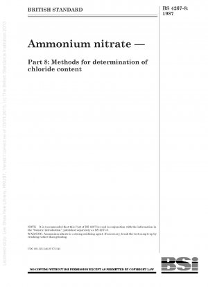 Ammonium nitrate — Part 8 : Methods for determination of chloride content