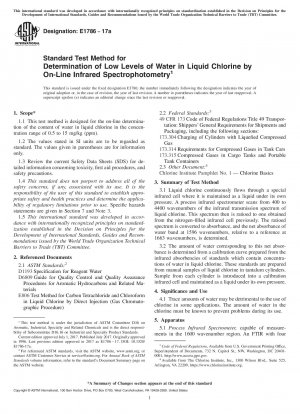 Standard Test Method for Determination of Low Levels of Water in Liquid Chlorine by On-Line Infrared Spectrophotometry