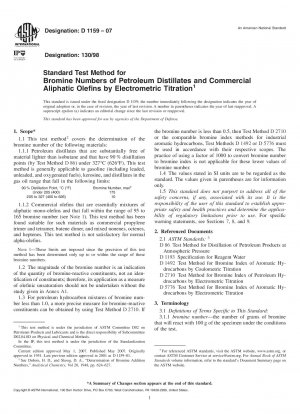 Standard Test Method for Bromine Numbers of Petroleum Distillates and Commercial Aliphatic Olefins by Electrometric Titration