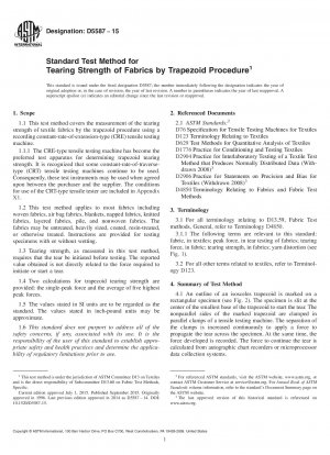 Standard Test Method for  Tearing Strength of Fabrics by Trapezoid Procedure
