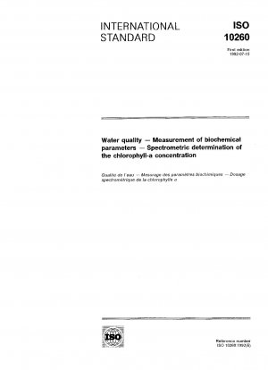Water quality; measurement of biochemical parameters; spectrometric determination of the chlorophyll-a concentration