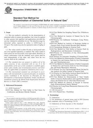 Standard Test Method for Determination of Elemental Sulfur in Natural Gas