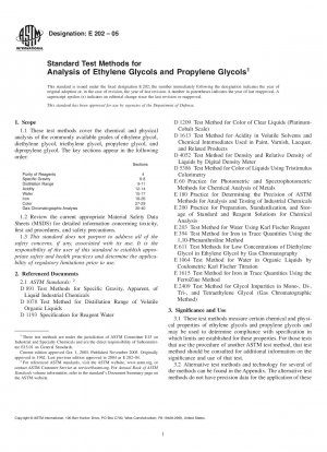 Standard Test Methods for Analysis of Ethylene Glycols and Propylene Glycols