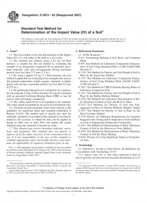 Standard Test Method for Determination of the Impact Value (IV) of a Soil