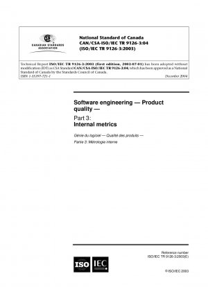 Software engineering - Product quality - Part 3: Internal metrics