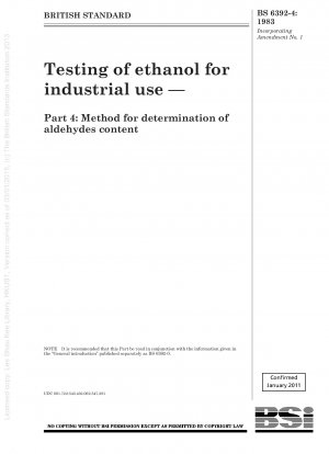 Testing of ethanol for industrial use — Part 4 : Method for determination of aldehydes content